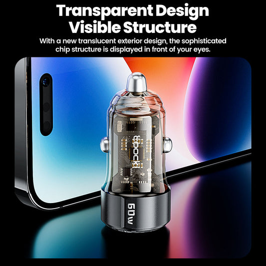 Toocki Transparent Dual-Port Car Charger — Stylish &amp; Smart