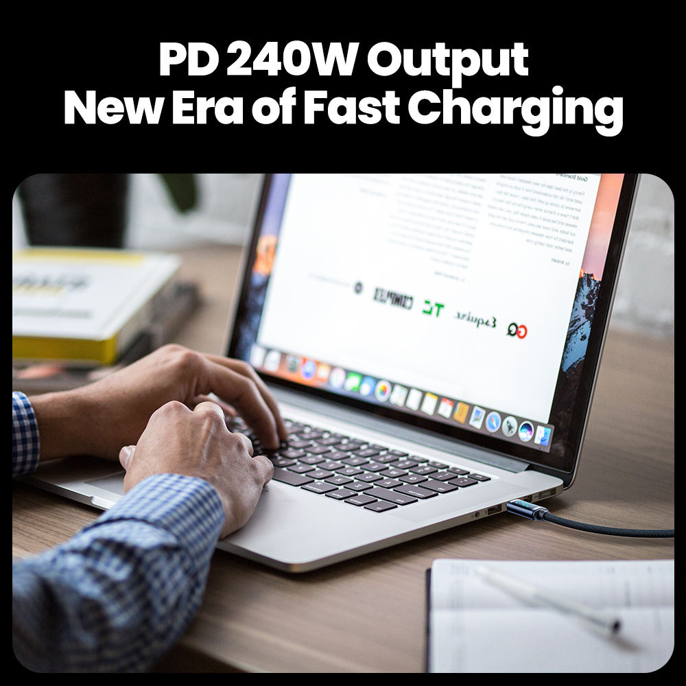 Toocki 240 W USB‑C to USB‑C Braided Cable with Digital Wattmeter