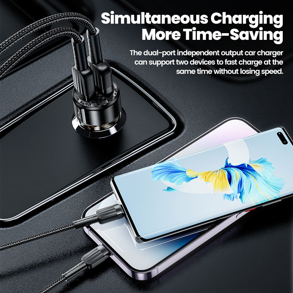 Toocki Transparent Dual-Port Car Charger — Stylish &amp; Smart