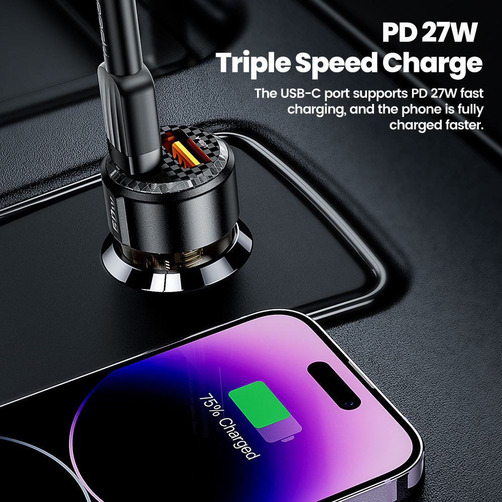 Toocki Transparent Dual-Port Car Charger — Stylish &amp; Smart